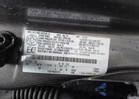 2014 Ford Focus Se из США, поврежденный, VIN 1FADP3F28EL331461